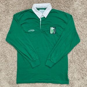 Lansdowne Ireland Rugby Polo Shirt Mens Medium Green Long Sleeve Embroidered